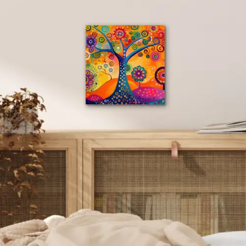Boom - Levensboom - Abstract - Kleurrijk aluminium wit klein -sfeer3