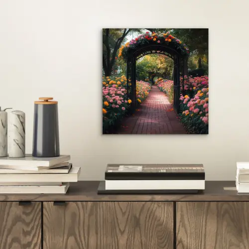 Doorkijk - Bloemen - Pad - Natuur - Kleurrijk aluminium wit klein -sfeer1
