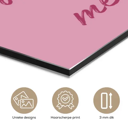 Eat me out don't stress me out - Roze - Handgeschreven aluminium wit klein -closeup_NL