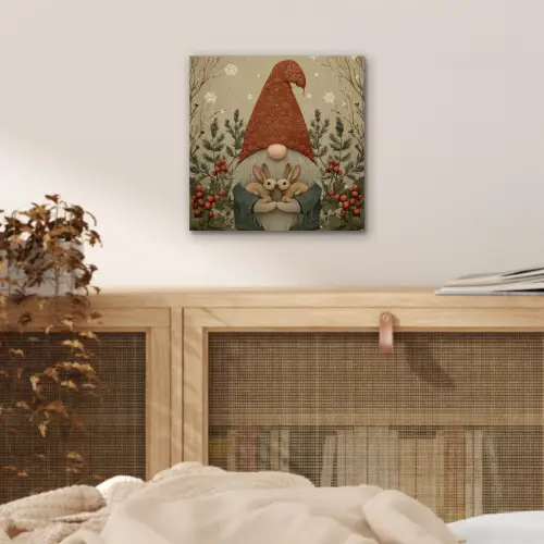 Kerstgnome - Konijntjes - Kleurrijk aluminium wit klein -sfeer3