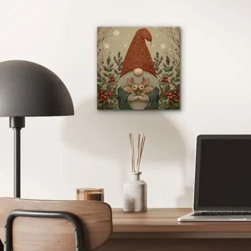Kerstgnome - Konijntjes - Kleurrijk aluminium wit klein -sfeer5