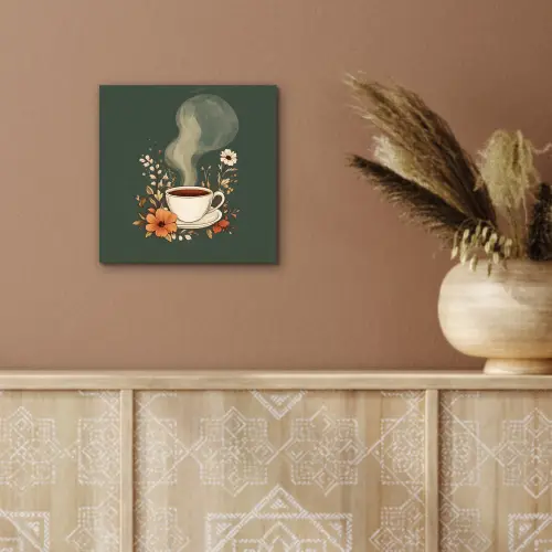 Kop - Bloemen - Groen - Koffie aluminium wit klein -sfeer4