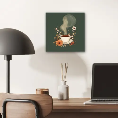 Kop - Bloemen - Groen - Koffie aluminium wit klein -sfeer5