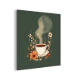 Kop - Bloemen - Groen - Koffie aluminium wit klein -3d
