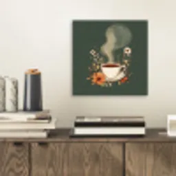 Kop - Bloemen - Groen - Koffie aluminium wit klein -sfeer1
