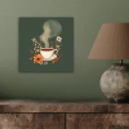 Kop - Bloemen - Groen - Koffie aluminium wit klein -sfeer2