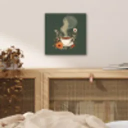 Kop - Bloemen - Groen - Koffie aluminium wit klein -sfeer3