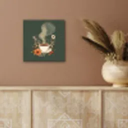 Kop - Bloemen - Groen - Koffie aluminium wit klein -sfeer4