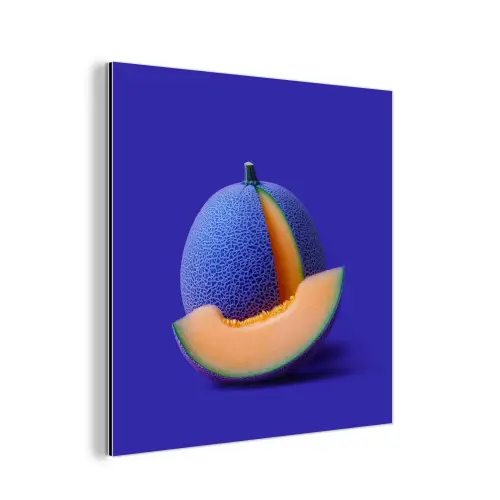 Meloen - Blauw - Oranje - Kunstzinnig aluminium wit klein -3d