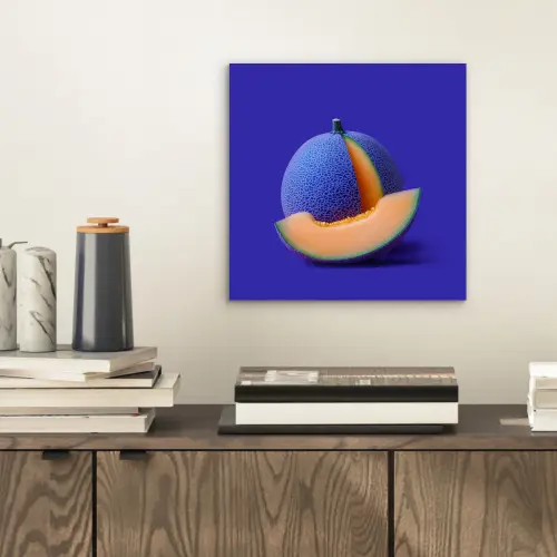 Meloen - Blauw - Oranje - Kunstzinnig aluminium wit klein -sfeer1