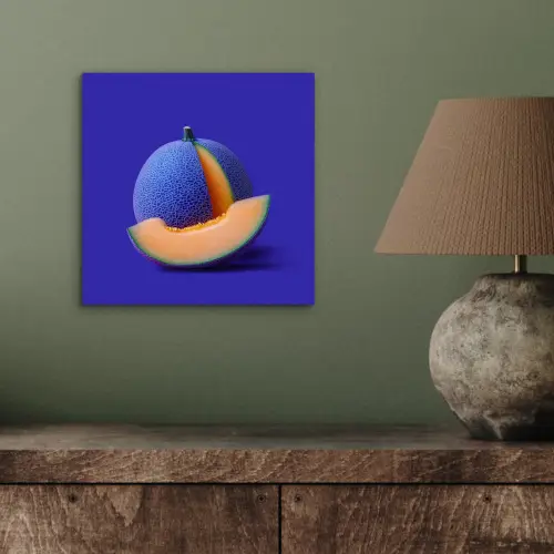 Meloen - Blauw - Oranje - Kunstzinnig aluminium wit klein -sfeer2