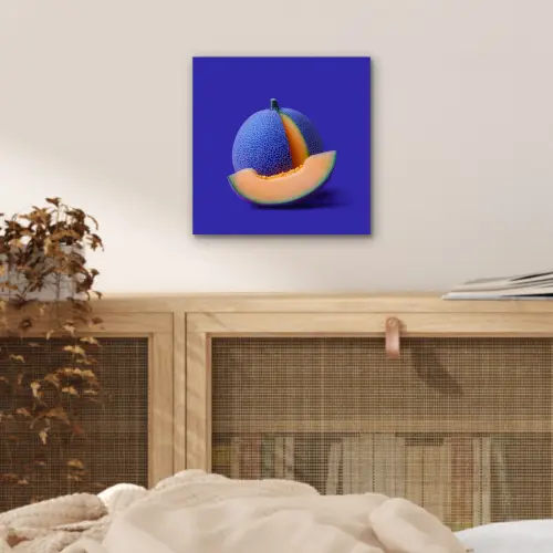 Meloen - Blauw - Oranje - Kunstzinnig aluminium wit klein -sfeer3
