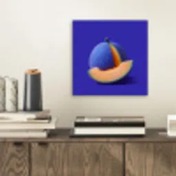 Meloen - Blauw - Oranje - Kunstzinnig aluminium wit klein -sfeer1