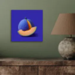 Meloen - Blauw - Oranje - Kunstzinnig aluminium wit klein -sfeer2