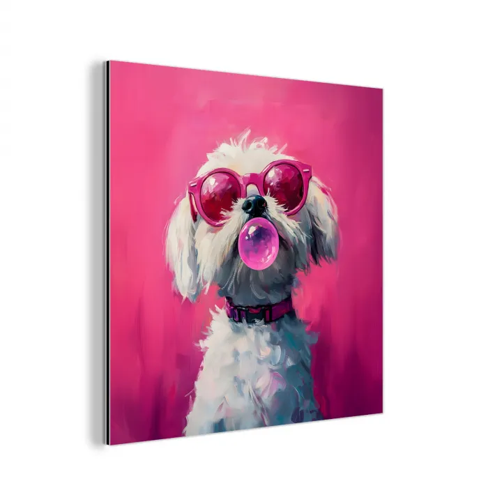 Pink - Hond - Bubbel aluminium wit klein -3d