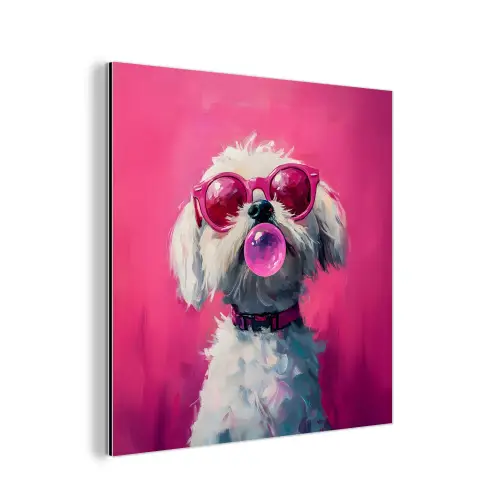 Pink - Hond - Bubbel aluminium wit klein -3d