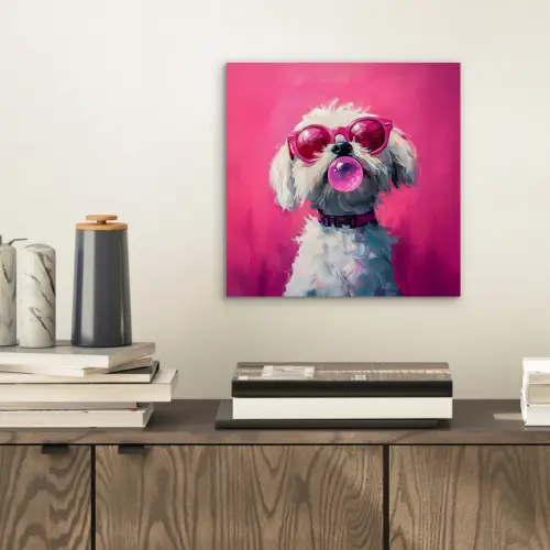 Pink - Hond - Bubbel aluminium wit klein -sfeer1