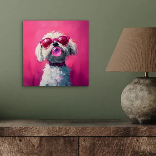 Pink - Hond - Bubbel aluminium wit klein -sfeer2