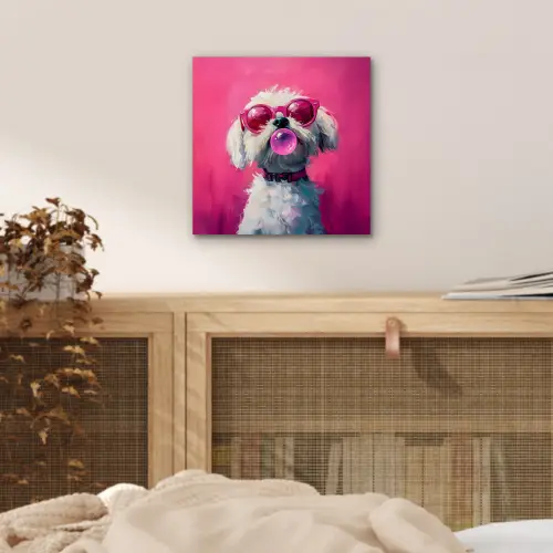 Pink - Hond - Bubbel aluminium wit klein -sfeer3