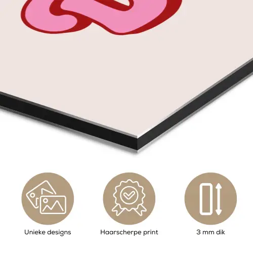 Tekst - Boodschap - Roze aluminium wit klein -closeup_NL