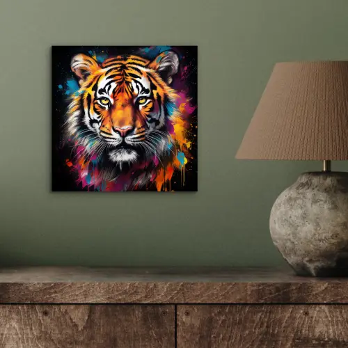 Tijger - Graffiti - Dieren - Zwart aluminium wit klein -sfeer2