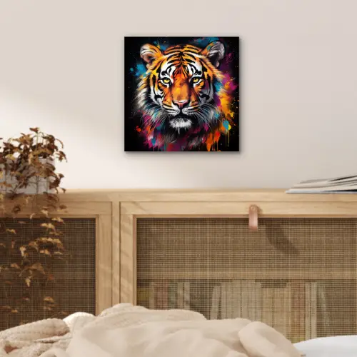 Tijger - Graffiti - Dieren - Zwart aluminium wit klein -sfeer3
