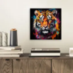 Tijger - Graffiti - Dieren - Zwart aluminium wit klein -sfeer1