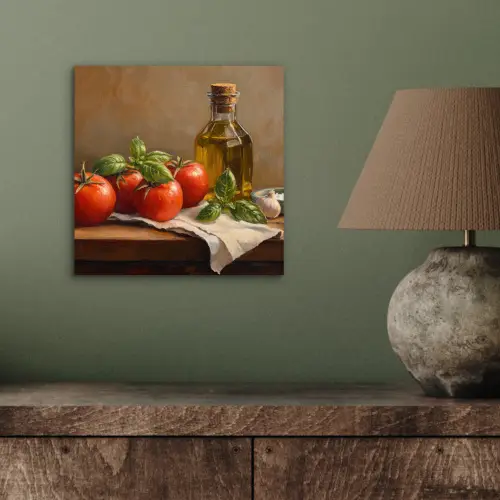 Tomaten - Olijfolie - Stilleven aluminium wit klein -sfeer2
