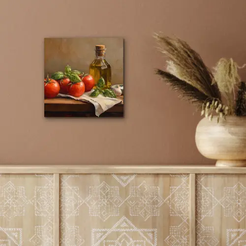 Tomaten - Olijfolie - Stilleven aluminium wit klein -sfeer4