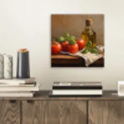 Tomaten - Olijfolie - Stilleven aluminium wit klein -sfeer1