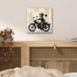 Vintage - Street art - Motor - Jongen - Graffiti - Zwart - Banksy aluminium wit klein -sfeer3