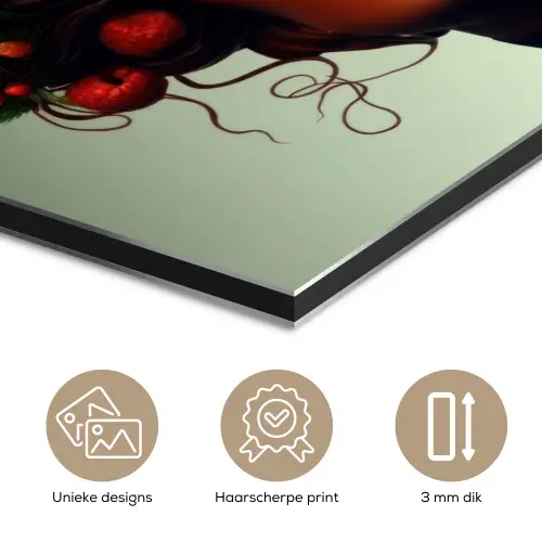 Vrouw - Chocolade - Frambozen - Aardbeien - Koekjes aluminium wit klein -closeup_NL