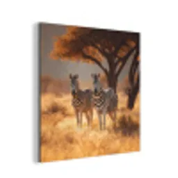 Zebra's - Savannelandschap - Gras aluminium wit klein -3d