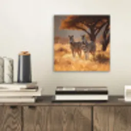 Zebra's - Savannelandschap - Gras aluminium wit klein -sfeer1