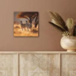 Zebra's - Savannelandschap - Gras aluminium wit klein -sfeer4
