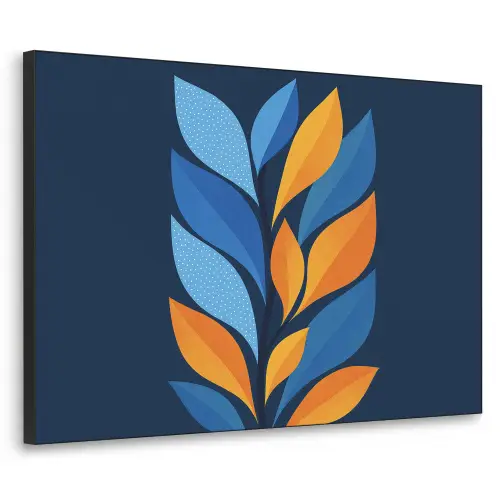 Abstract - Bladeren - Blauw Textielframe - compleet frame klein -3d