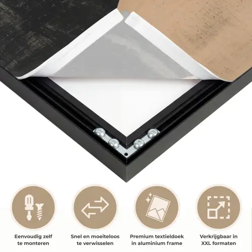 Abstract - Vormen - Modern - Beige Textielframe zwart klein -USP_closeupNL
