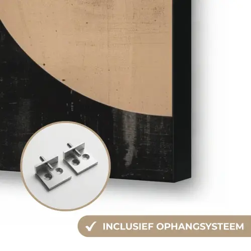 Abstract - Vormen - Modern - Beige Textielframe zwart klein -USP_ophangsysteemNL