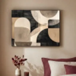 Abstract - Vormen - Modern - Beige Textielframe - compleet frame klein -sfeer1