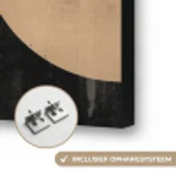 Abstract - Vormen - Modern - Beige Textielframe zwart klein -USP_ophangsysteemNL