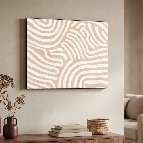 Beige - Aardspatroon Textielframe - compleet frame klein -sfeer3