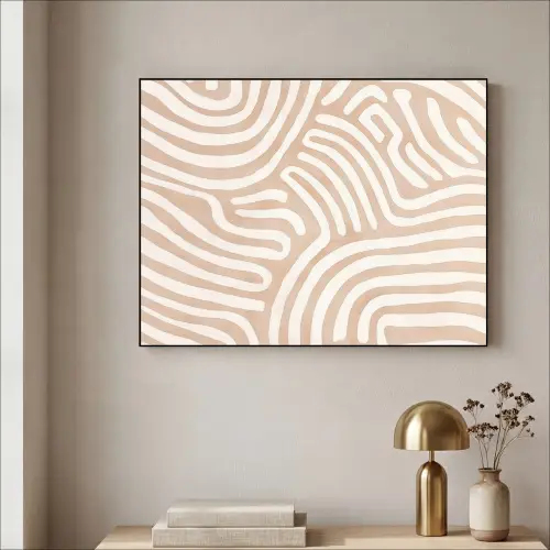 Beige - Aardspatroon Textielframe - compleet frame klein -sfeer2
