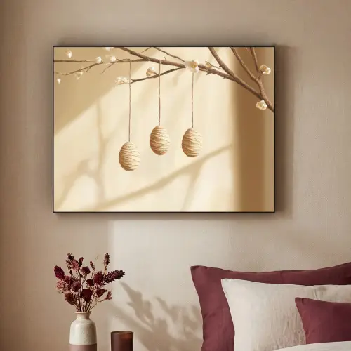 Beige - Paastak - Eieren Textielframe - compleet frame klein -sfeer1
