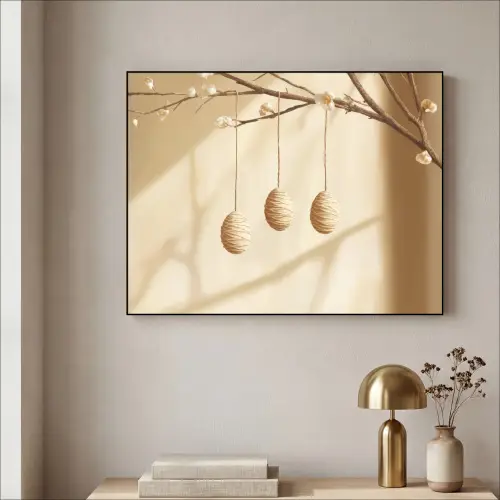 Beige - Paastak - Eieren Textielframe zwart klein -sfeer2