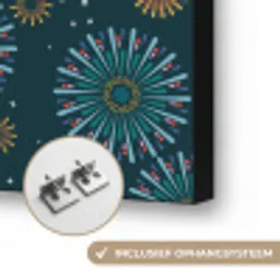 Blauw - Patroon - Retro Textielframe zwart klein 947 -USP_ophangsysteemNL