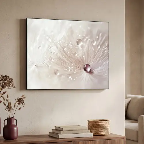 Bloem - Abstract - Wit - Water - Natuur Textielframe zwart klein -sfeer3
