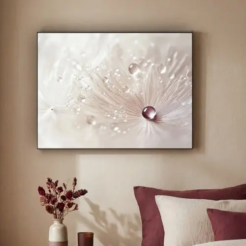 Bloem - Abstract - Wit - Water - Natuur Textielframe zwart klein -sfeer1