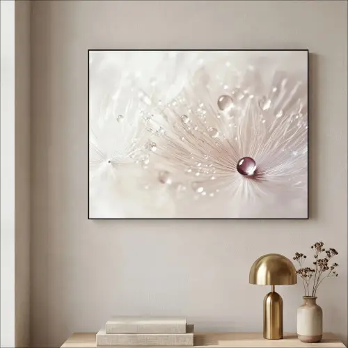 Bloem - Abstract - Wit - Water - Natuur Textielframe zwart klein -sfeer2