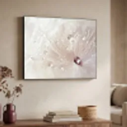 Bloem - Abstract - Wit - Water - Natuur Textielframe zwart klein -sfeer3