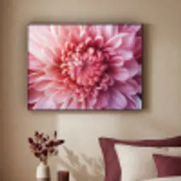 Dahlia - Bloem - Close up - Roze Textielframe - compleet frame klein -sfeer1